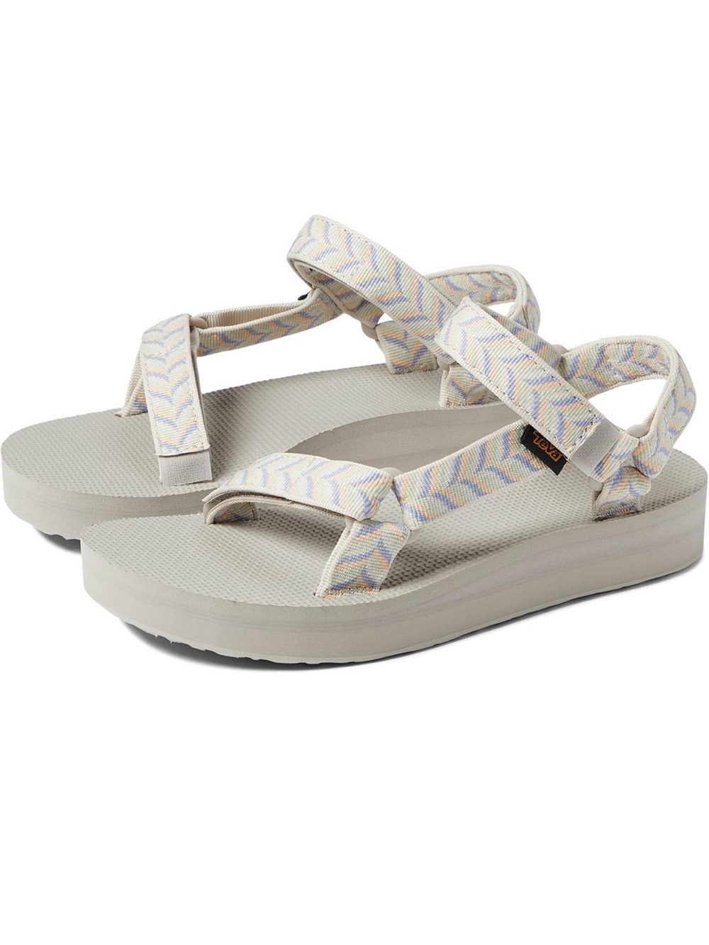 Teva Midform Sandals in Light Gray with Pastel Pattern